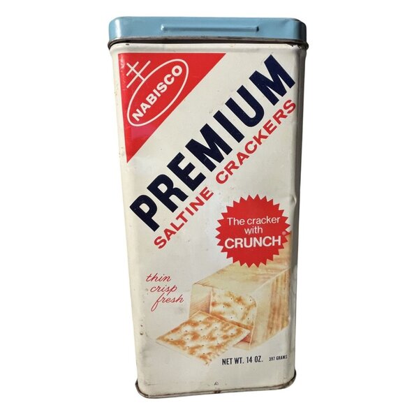 Nabisco Preimium Saltine Cracker Tin 1969 Hanover NJ Vintage 14oz USA MADE - Picture 1 of 13